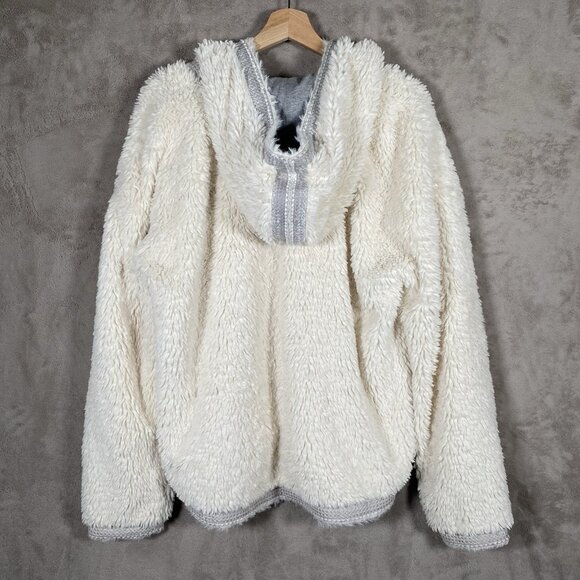 Anthropologie Akemi + Kin Teddy Sherpa Pullover L Cozy Winter Cabincore Hooded - Picture 4 of 14